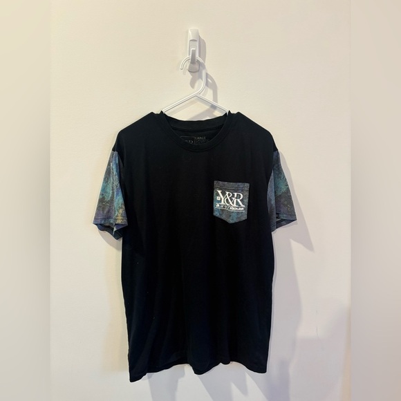 Young & Reckless Black Tee with Colorful Pocket and Sleeves - Picture 1 of 3